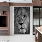 tableau nordique lion yeux verts