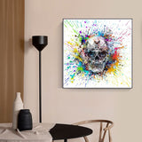 tableau skull explosion de peinture