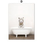 Llama Elephant Giraffe Bear Panda Lion Bathtub Wall Art 