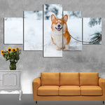 tableau chien shiba dans la neige