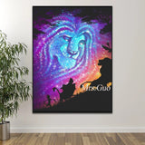 tableau lion diamant