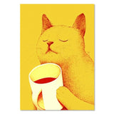 tableau affiche chat tasse de café