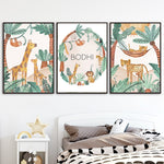 Lion Giraffe Leopard ABC Jungle Animals Nursery Wall Art 