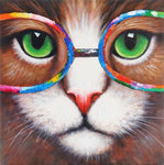 tableau chat avec des lunettes