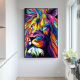 affiche lion 1 pièce Visage multicolore