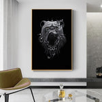 tableau chien dark fond noir