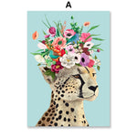 tableau peinture léopard fleuri