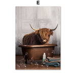 tableau baignoire taureau marron