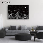 tableau montagne dans la nuit étoilé