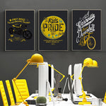 affiche moto noire écriture jaune