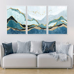 tableau peinture montagne bleue