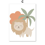Affiche enfant lion et palmier