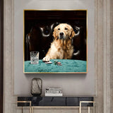tableau golden qui joue au poker