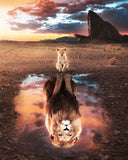 tableau reflet grand lion