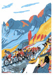 Affiche vintage vélo étape dans la montagne