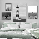 tableau noir et blanc mer clame