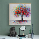 tableau peinture arbre feuilles de couleurs
