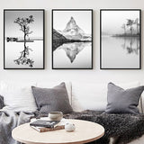 tableau photo montagne en noir et blanc