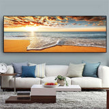 tableau plage magnifique et coucher de soleil