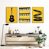 tableau piano sur fond jaune