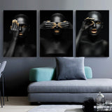 tableau fond noir femme africaine