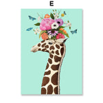 tableau peinture girafe fleuri