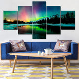 tableau foret aurore boréale colorée