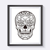 tableau skull mexicain fond blanc