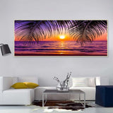 tableau plage ciel rose