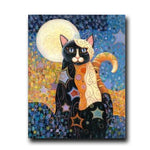 tableau peinture chat bougeoirs