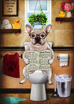 tableau chien aux toilettes