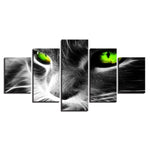 tableau chat noir et blanc yeux verts