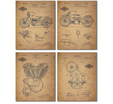 Motorcycle Design Sketch Poster Retro English Patent Figure 