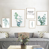 Green Plant Leaves Poster Print Wall Art Canvas Painting 