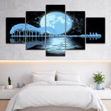 tableau rangée arbres bleus