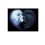 tableau visages lions ying yang