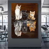 tableau peinture 3 petits chats