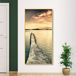 tableau pont en bois sur la mer