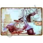 Vespa GTS Motorcycle Pub Bar Decoration Tin Sign Shabby Chic