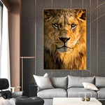 tableau tête lion d’Afrique