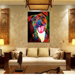 tableau chien pleins de couleurs