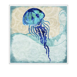 Cadre abstrait méduse bleue foncé