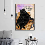 tableau gros chat noir sur le fauteuil