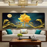 tableau dauphins et arbre en or