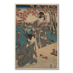 Tableau vintage japonais femme arbre