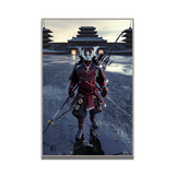 Affiche chevalier japonais rouge