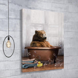 tableau ours marron dans une baignoire