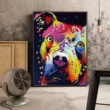 tableau moderne chien multicolore