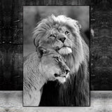 cadre lion 1 pièce Lion et lionne noir et blanc