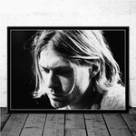 tableau de Kurt Cobain noir et blanc